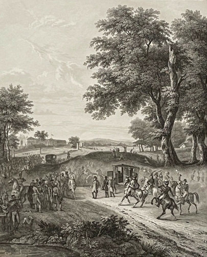 napoleon_recu_au_chateau_de_louisbourg_1805_allemagne_wurtemberg_c1840