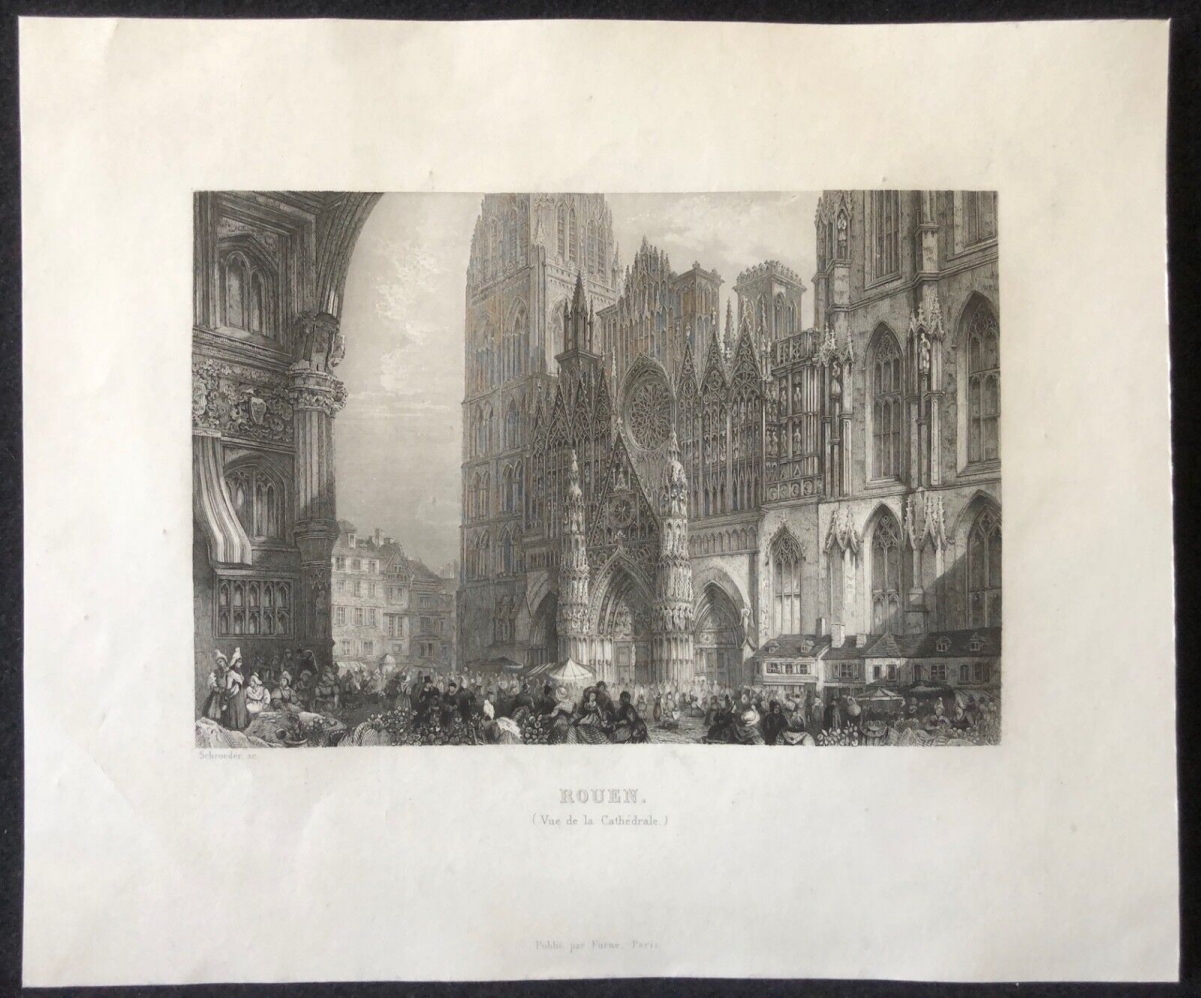 rouen_vue_de_la_cathedrale_gravure_de_schroeder_1843_normandie_france