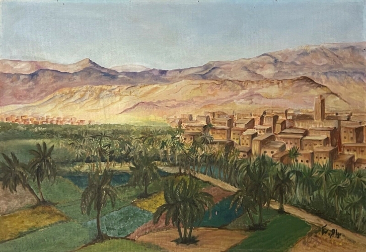 uarzazate_maroc_peinture_sur_panneau_porte_du_desert_sahara_orientaliste__signee