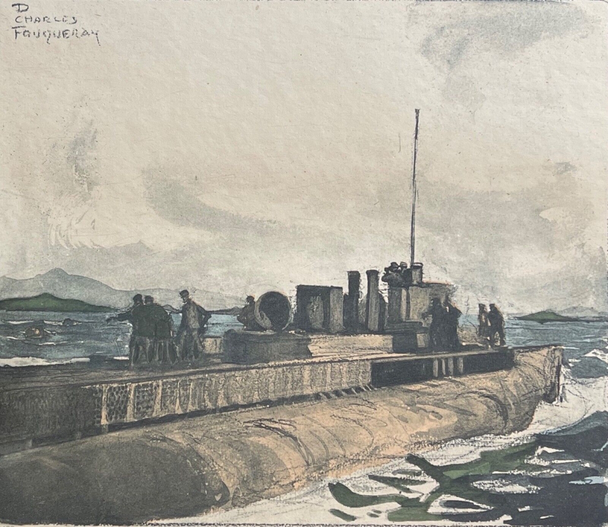 marine_sous-marin_francais_1914_par_foukeray_vers_1920_aquatinte_guerre_france