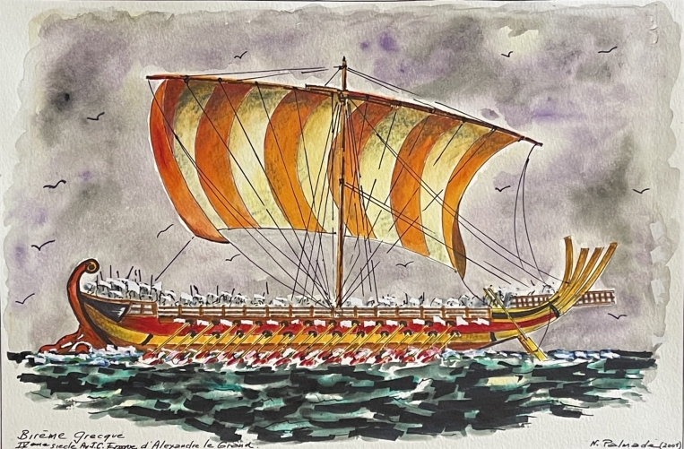 bireme_grecque_navire_de_guerre_mediterranee_aquarelle_de_2001
