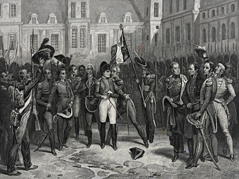 napoleon_bonaparte_adieux_a_fontainebleau_france_gravure_1836_empire_francais