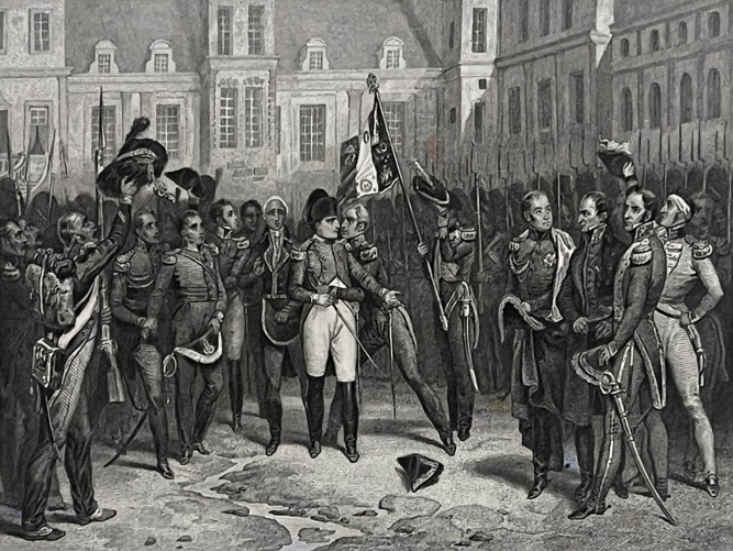 napoleon_bonaparte_adieux_a_fontainebleau_france_gravure_1836_empire_francais