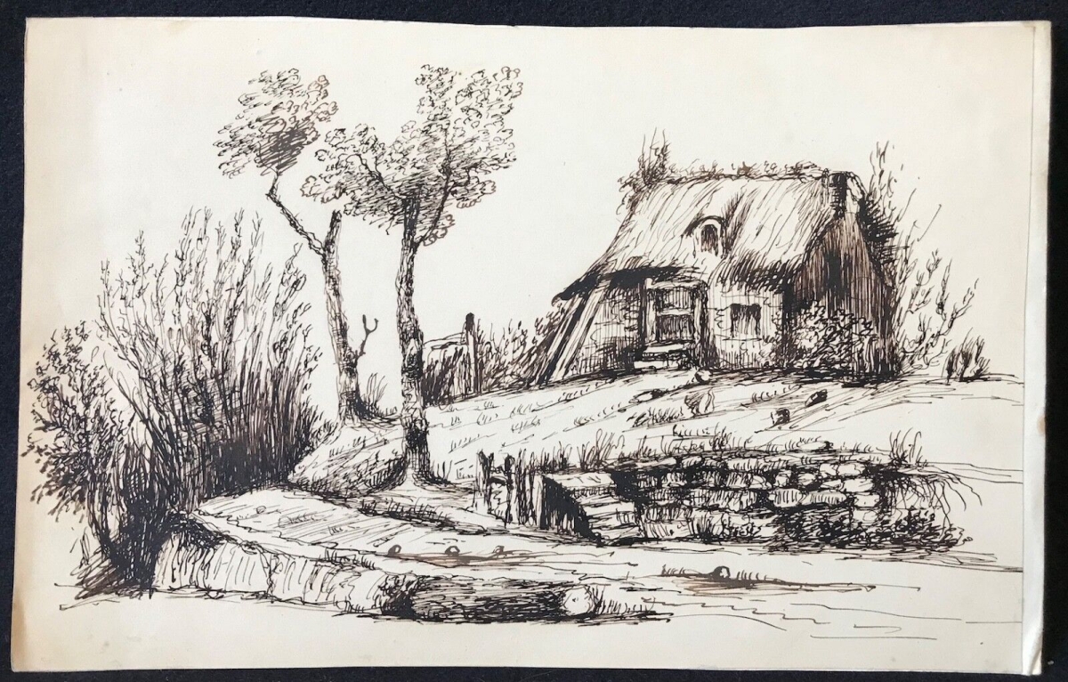 chaumiere_moyen_age_medievale_encre_vers_1862_picardie_ou_ile-de-france