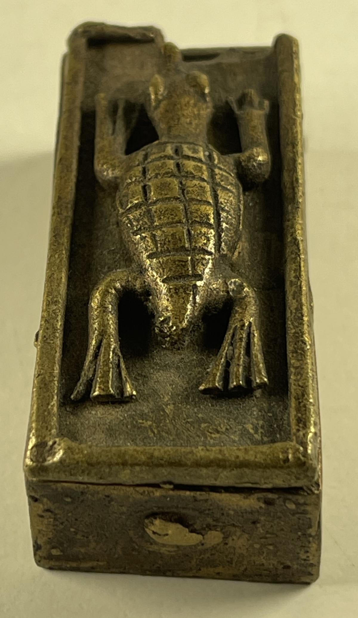 african_akan_style_bronze_gold_weight_box_crocodile_ghana_ashanti_tribal