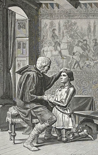 jeanne_darc_dernier_entretien_avec_son_pere_guerre_de_cent_ans_gravure_1887
