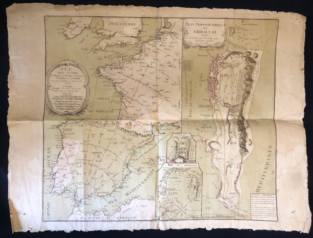 plan_topographique_de_gibraltar_1761_espagne_portugal_angleterre_france_hollande