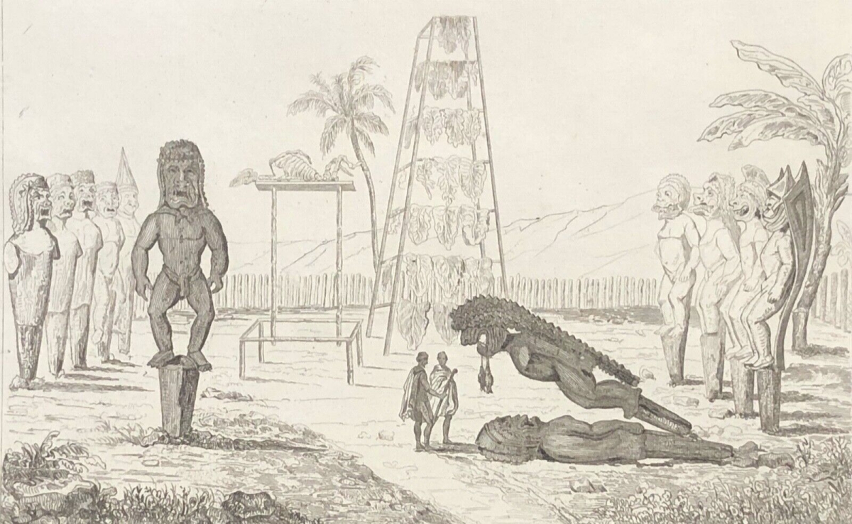hawai_etats-unis_morai_du_roi_lithographie_1836_xixe_usa