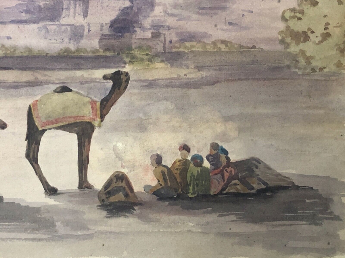 paysage_et_dromadaire__algerie,_aquarelle_datee_de_1969_anonyme_