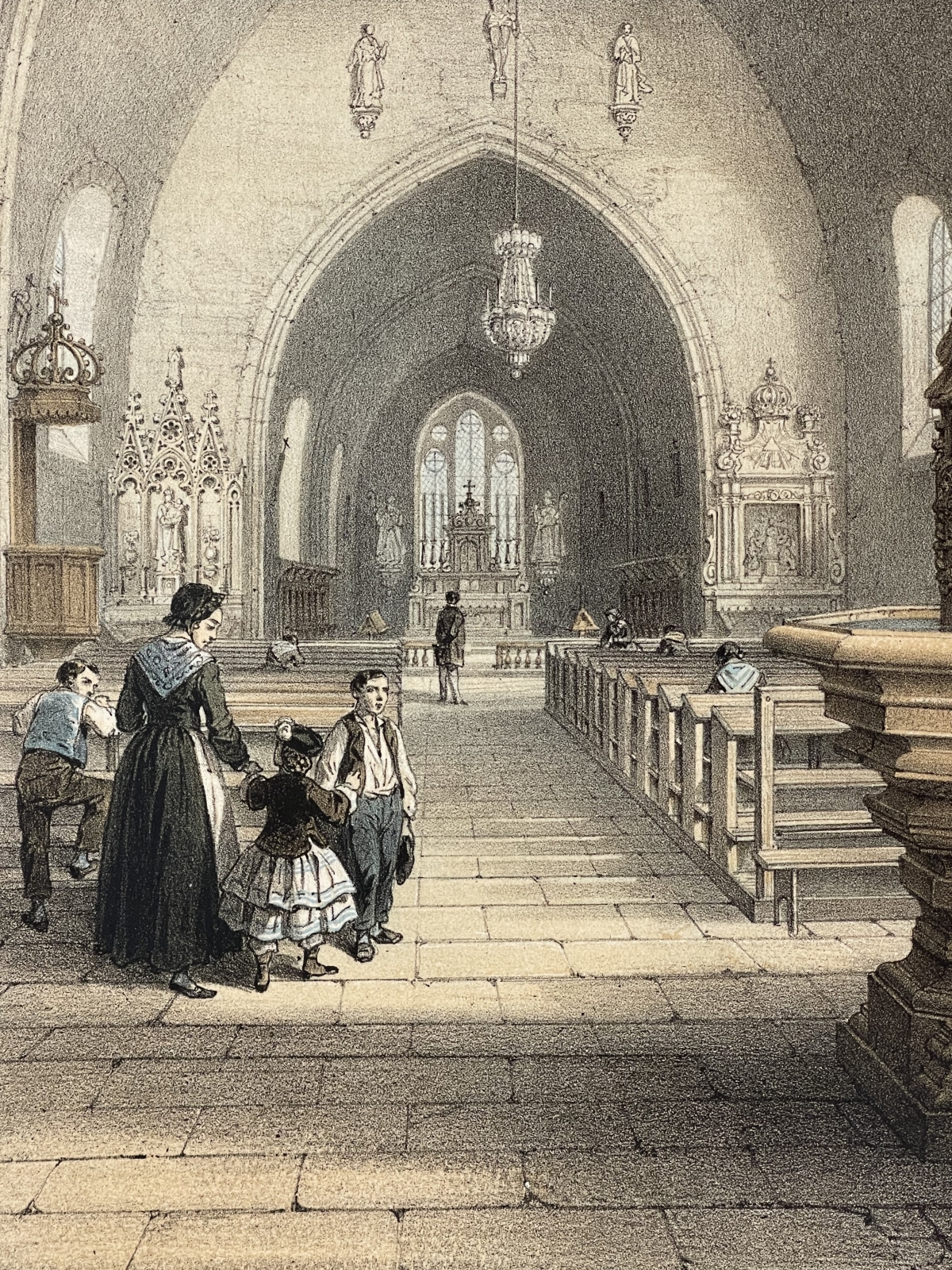 antique_cluses_church_holy_water_font_lithograph_france_1864_haute-savoie