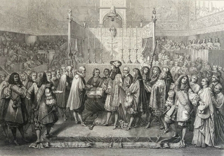 renouvellement_dalliance_france_suisse_1665_louis_xiv_lebrun_gravure_c_1840