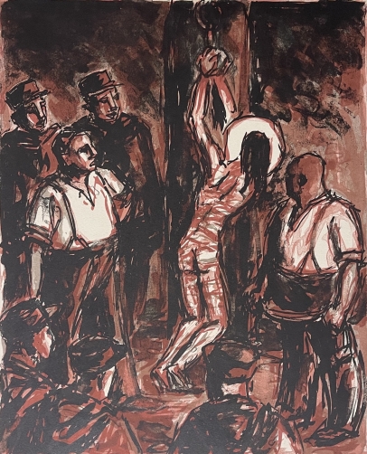 c_bouleau_lithographie_passion_contemporaine_1944_jesus-christ_flagelation