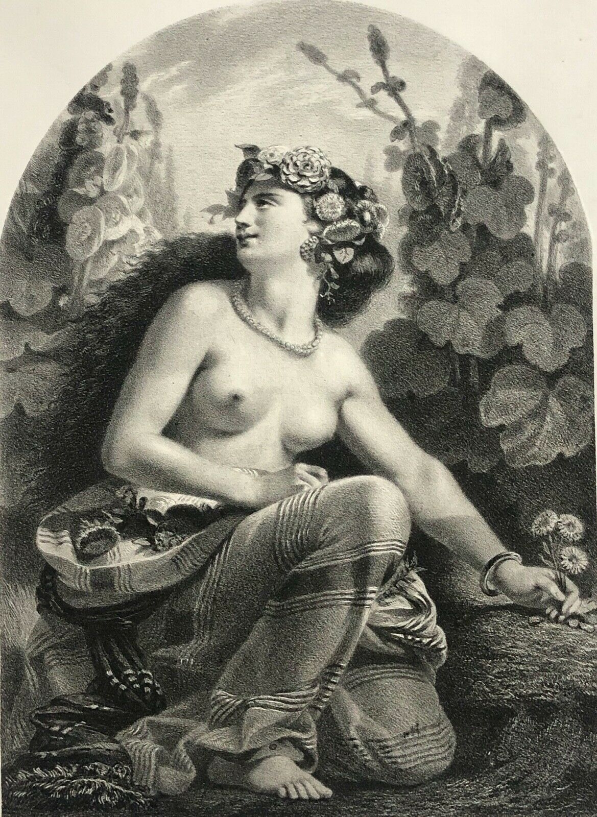 la_reine_des_fleurs_lithographie_de_cherelle_salon_de_1851_fleur