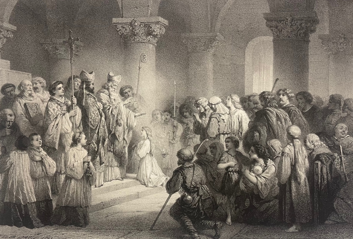 sainte_genevieve_enfant_patronne_de_paris_grande_estampe_de_1866_france