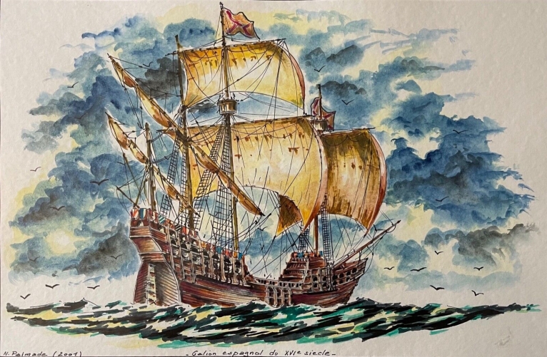 marine_galion_espagnol_du_xvie_siecle_aquarelle_de_2001_espagne_marin_bateau