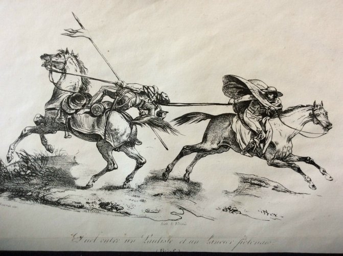 bresil_amerique_du_sud__sao_paulo,_duel_entre_pauliste_et_lancier__gravure_1836_