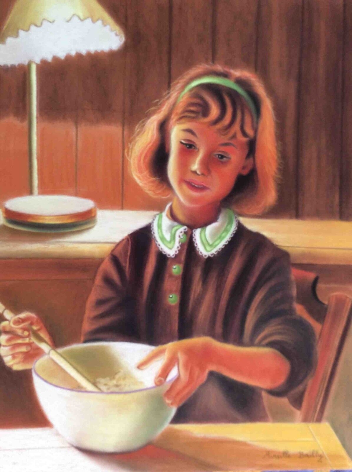 superbe_et_grand_pastel__jeune_fille_a_la_cuisine_