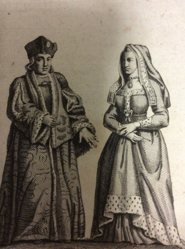 gravure_sur_bois_habillement_reine_elisabeth_et_roi_henri_vii_estampe_xviiie