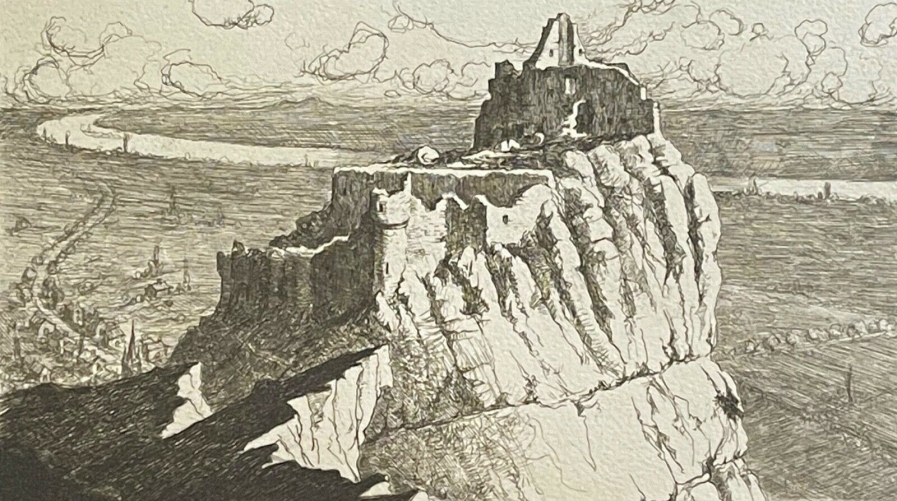 ruines_chateau_de_crussol_et_rhone_1930_pointe_seche_maurice_robert_rhone_france