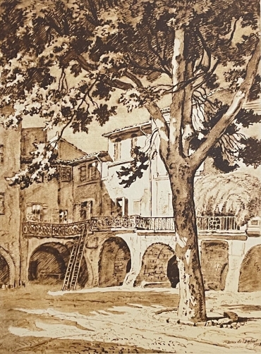 sommieres_gard_gravure_vers_1942_provence_france