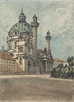 wien_karlskirche_vienna,_autriche__byzantine_architecture__eau-forte_vers_1910