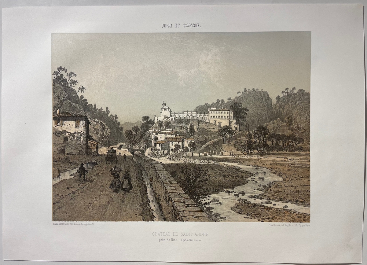 nice_france_chateau_st_andre_antique_engraving_benoist_1864_alpes-maritimes