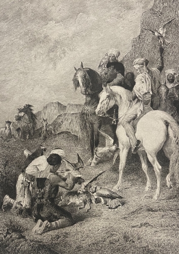 la_curee__eugene_fromentin,_orientaliste_1878,_laguillermie__chasse_faucons,_faucon_