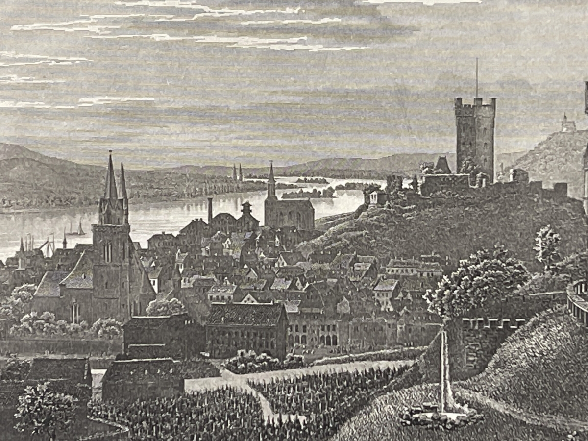 bingen_am_rhein_germany_1850_antique_engraving_rhine_valley_rhein_view_allemagne
