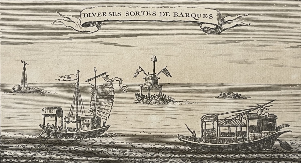 chine_asie_barques_et_barque_de_dragon_gravure_1750_asia_china_boat