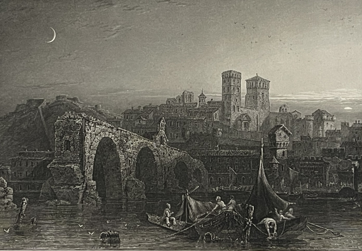 avignon_le_pont_gravure_de_1855_par_kelton_provence_france