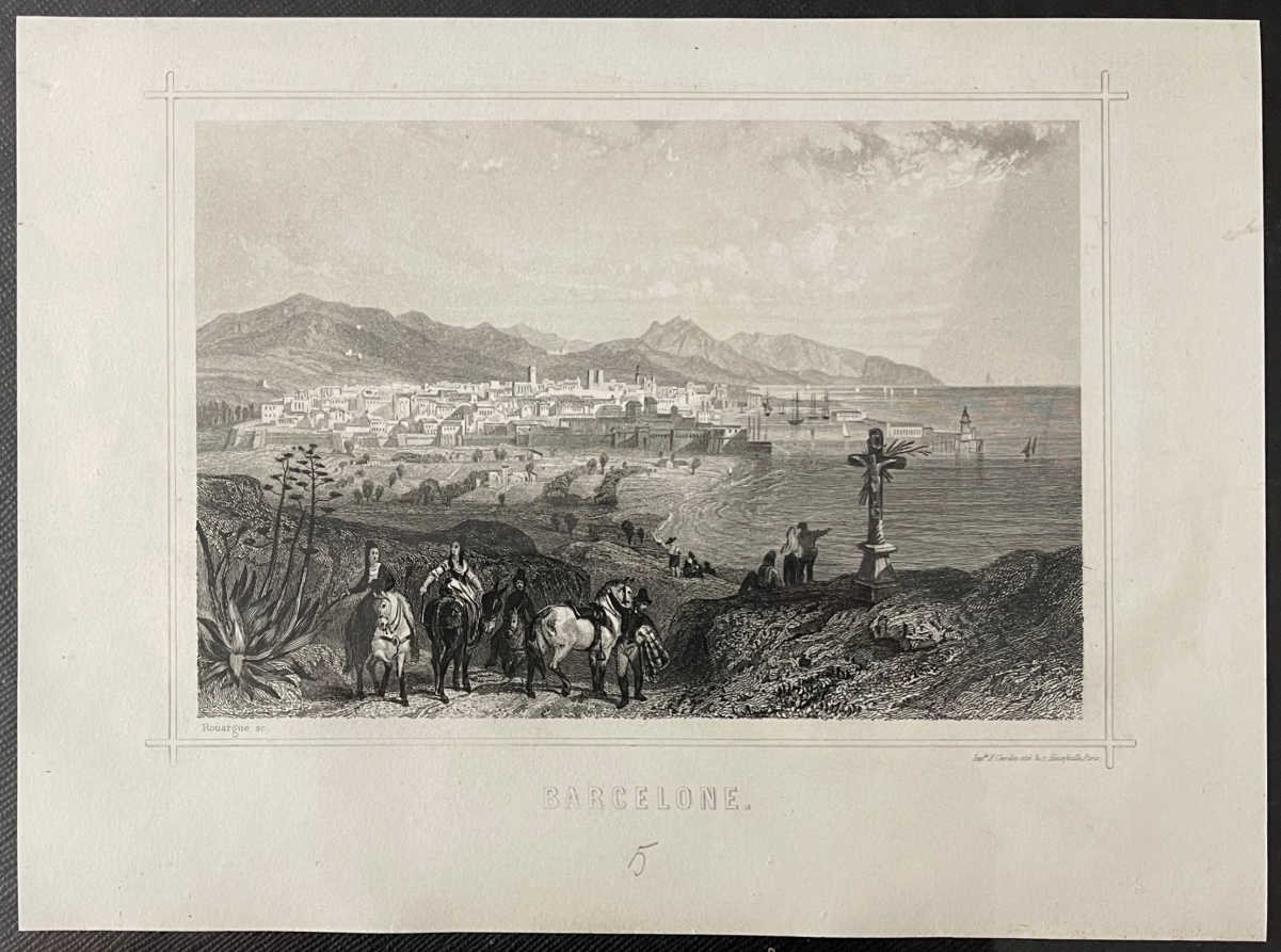 barcelone_par_rouargue_gravure_de_1840_espagne_espagna_barcelona_catalogne