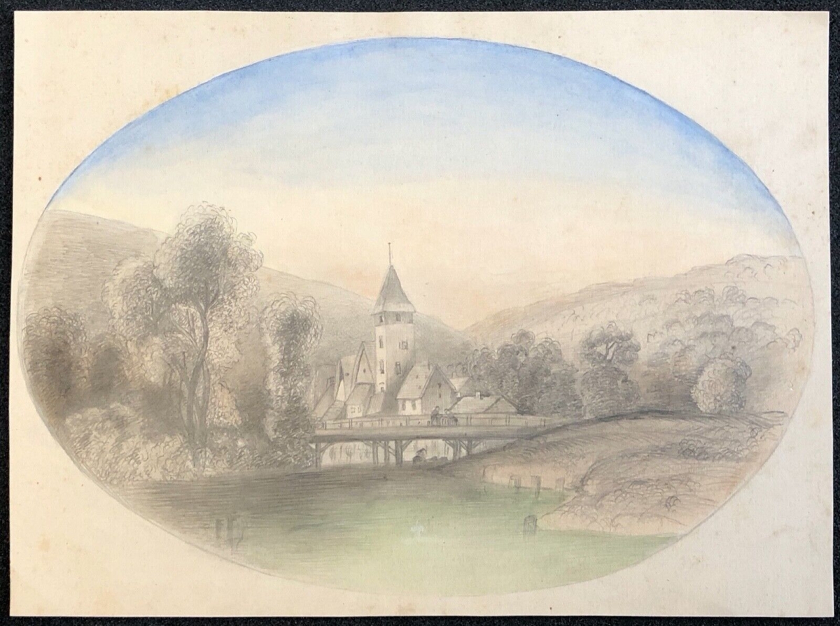 village_francais_vers_1840__aquarelle_sur_papier,_anonyme_