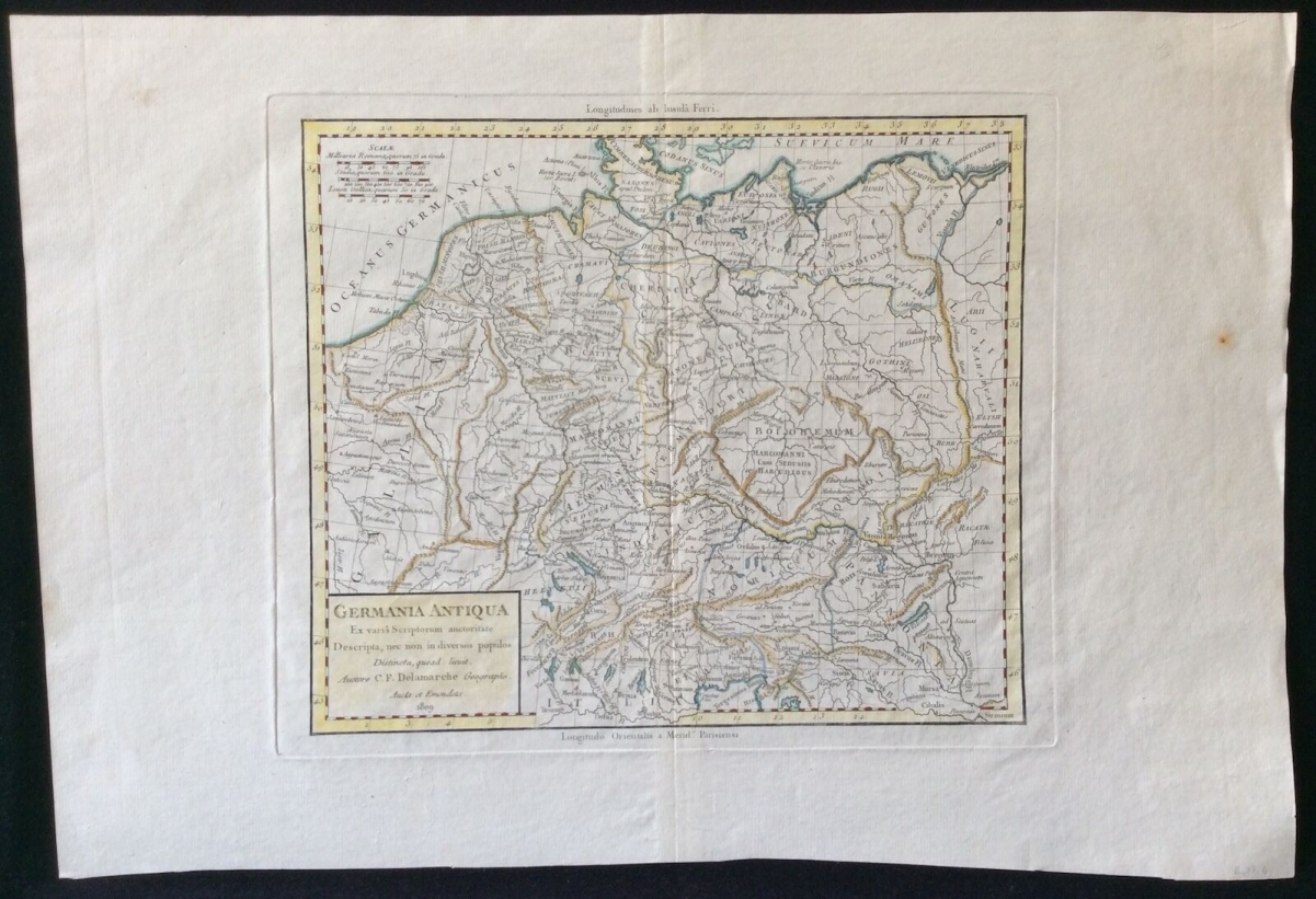estampe_originale_allemagne_1825_delamarche_map_germania_antiqua_deutschland