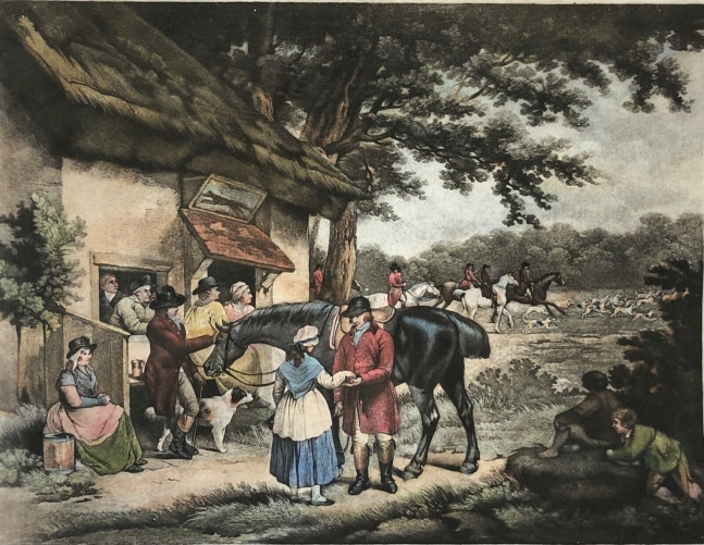 chasse_a_courre_george_morland_fox_hunting_coing_out_1800_cheval_renard_chevaux