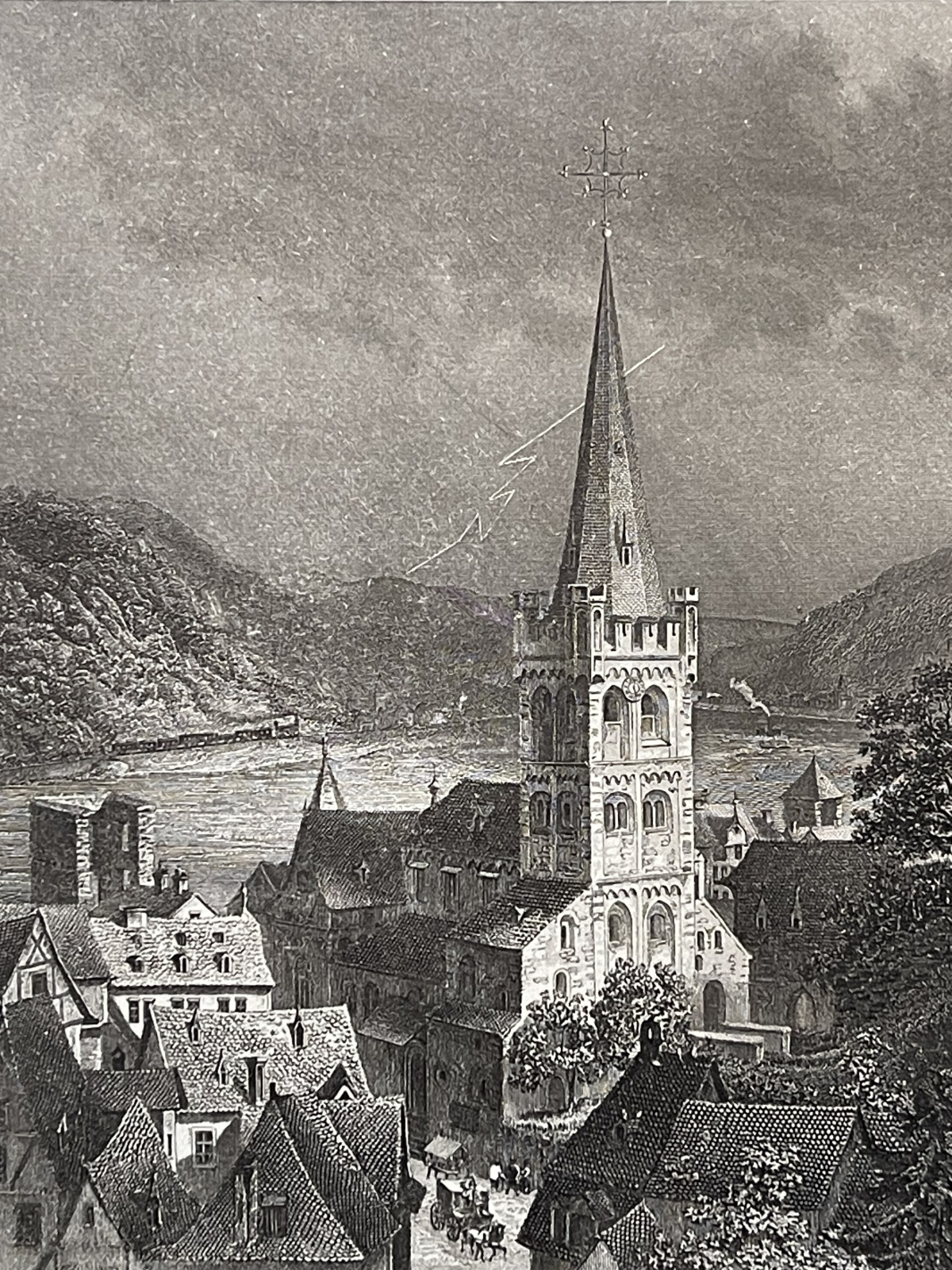 bacharach_on_the_rhine_large_antique_steel_engraving,_germany_ci1880_allemagne