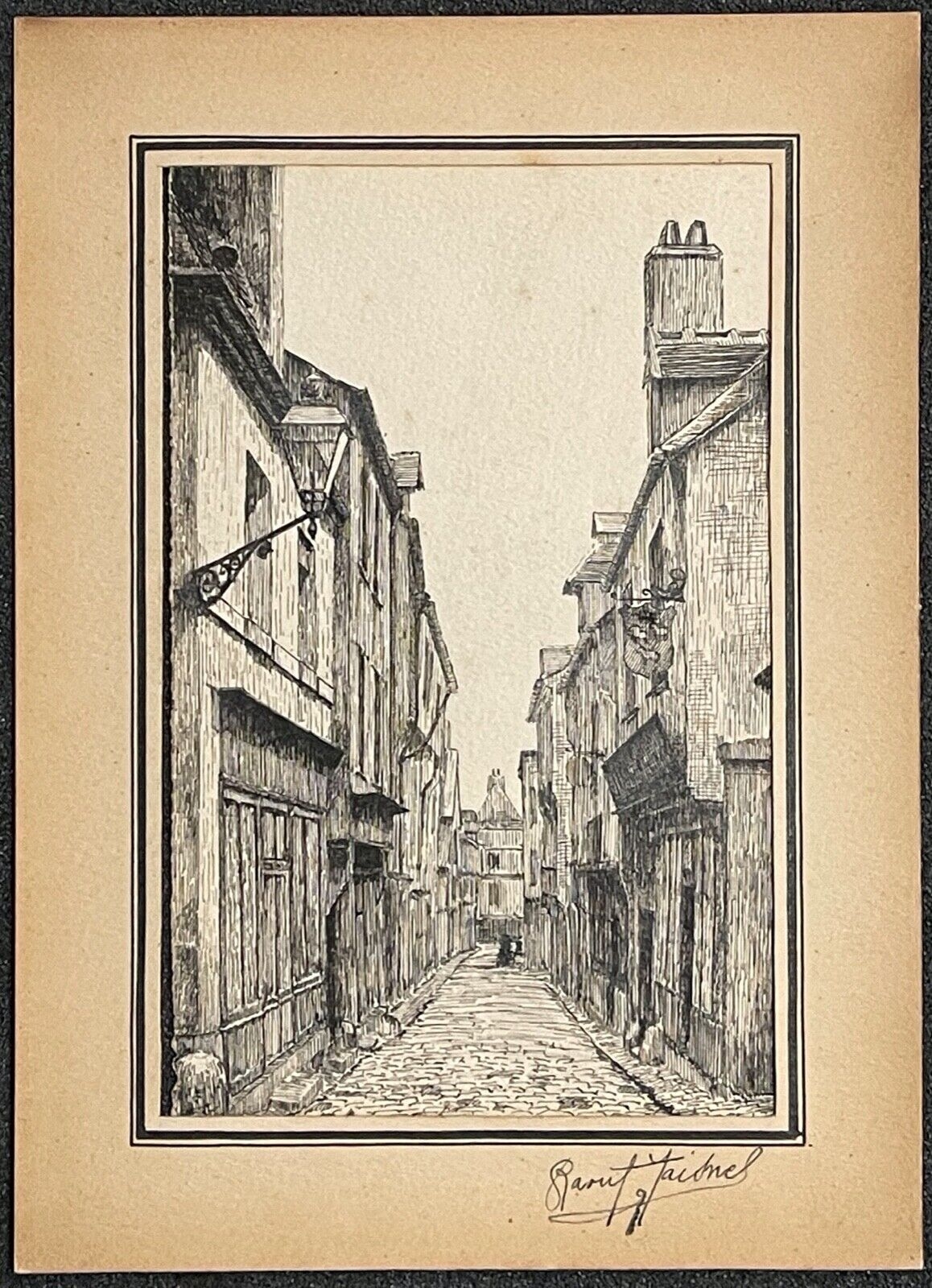 bourges_ancienne_rue_vrais_,_dessin_a_lencre_vers_1910_signe_raoul_taisne