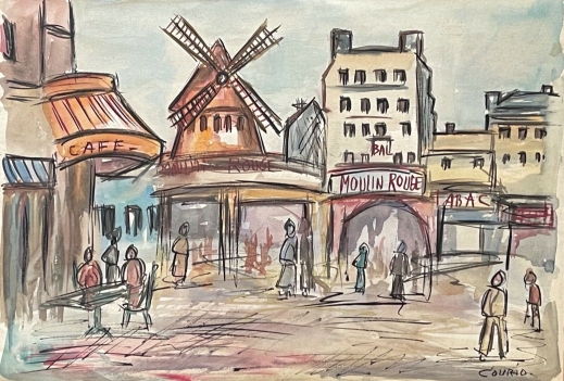 gabrielle_canon-courio_1920-2000_montmartre_moulin_rouge_aquarelle_signee_courio