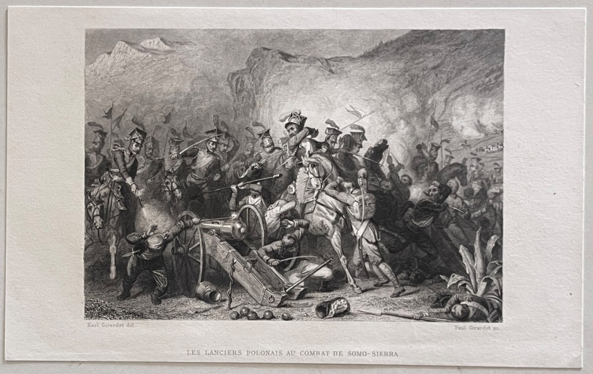 polish_lancers_battle_of_somosierra_spain_1808_napoleon_antique_engraving