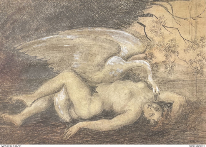 zeus_et_leda_technique_mixte_graphite_et_gouache_xixe_anonyme