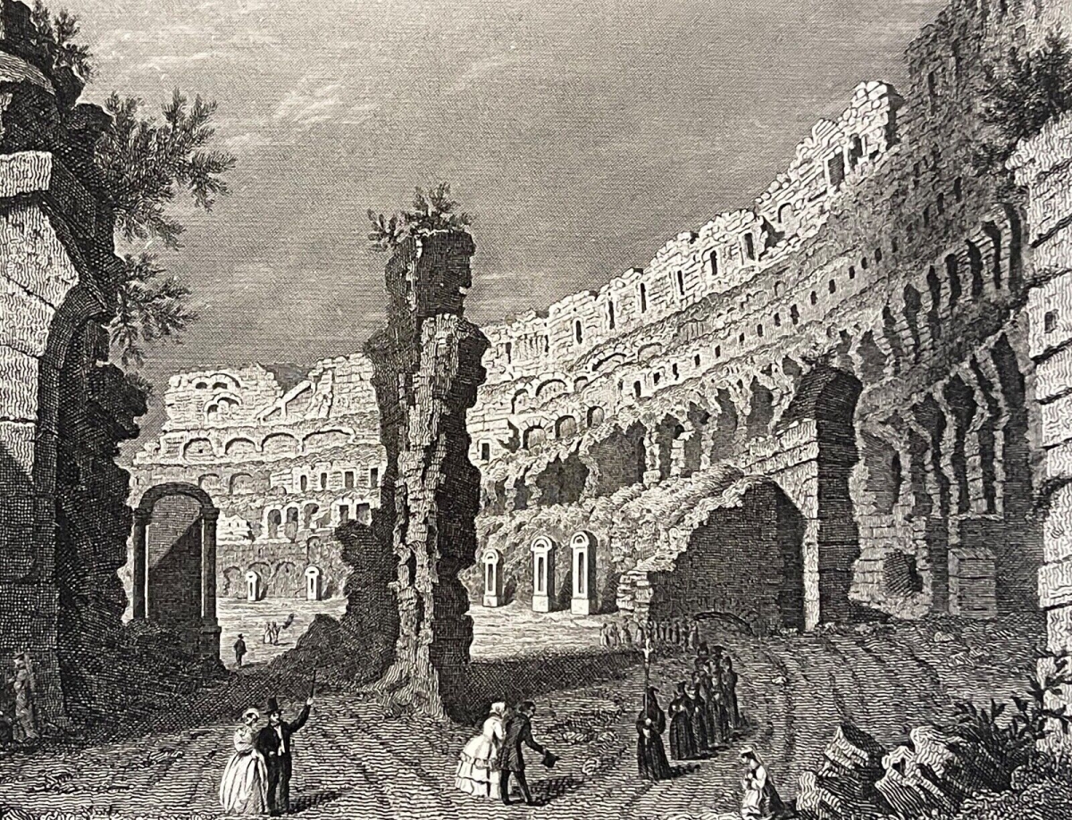 le_colisee_colosseo_rome_roma_italie_gravure_de_1863_italia