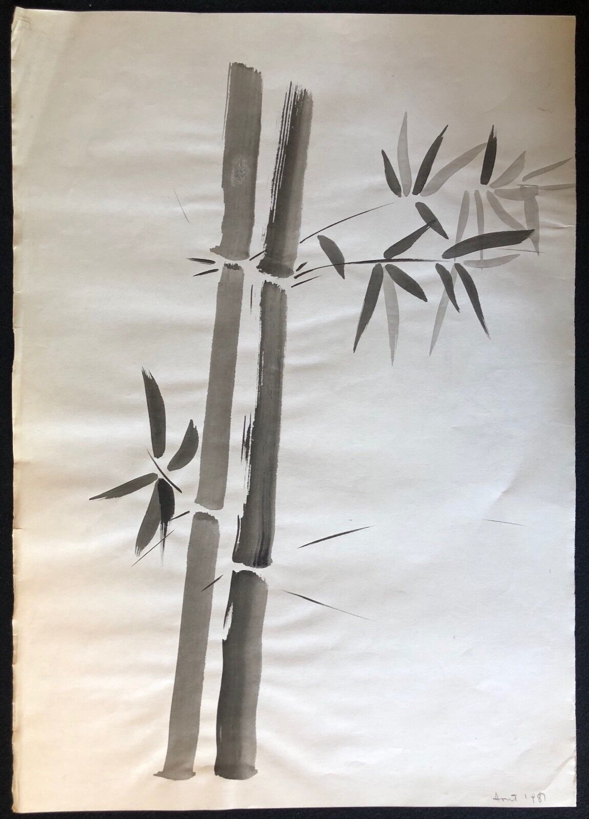 bambous_gouache_sur_papier_anonyme_vers_1981_bambou_45_cm_par_32_cm