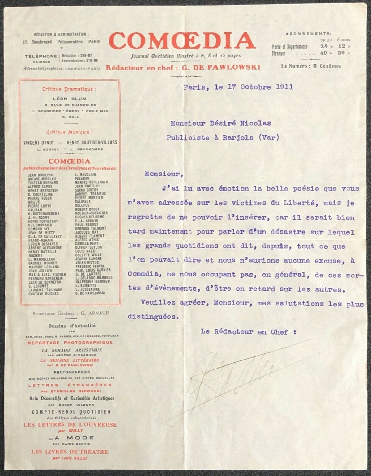 lettre_autographe_ecrivain_gaston_de_pawlowski_1874-1933_paris_1911_com??dia