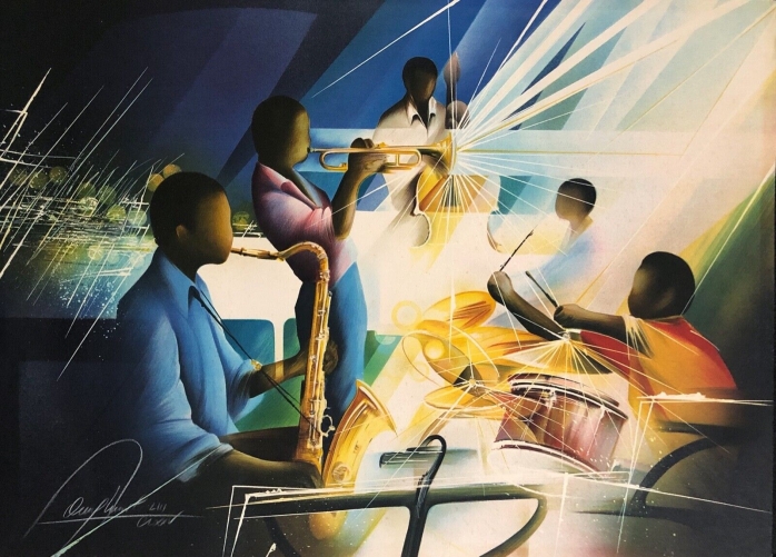 poulet_raymond_lithographie_musique_miles_davis_et_son_orchestre_55,7x75,7cm