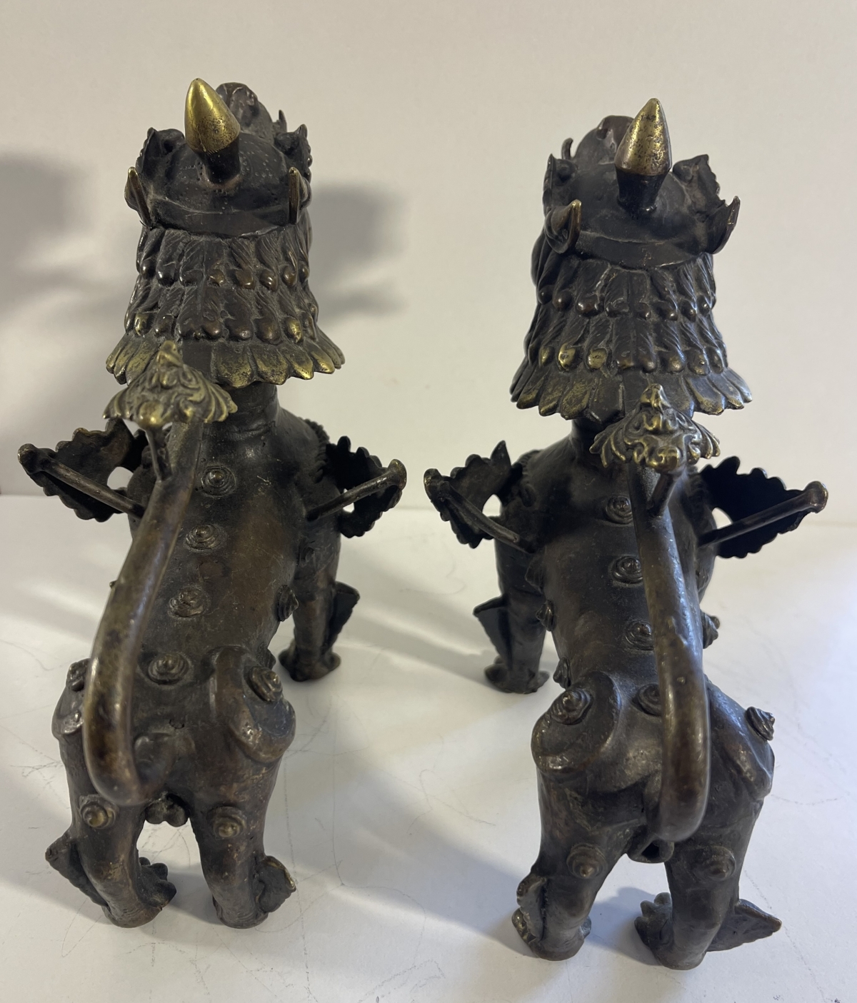 chine_pair_antique_chinese_bronze_mythical_guardian_beasts_male_female_19th