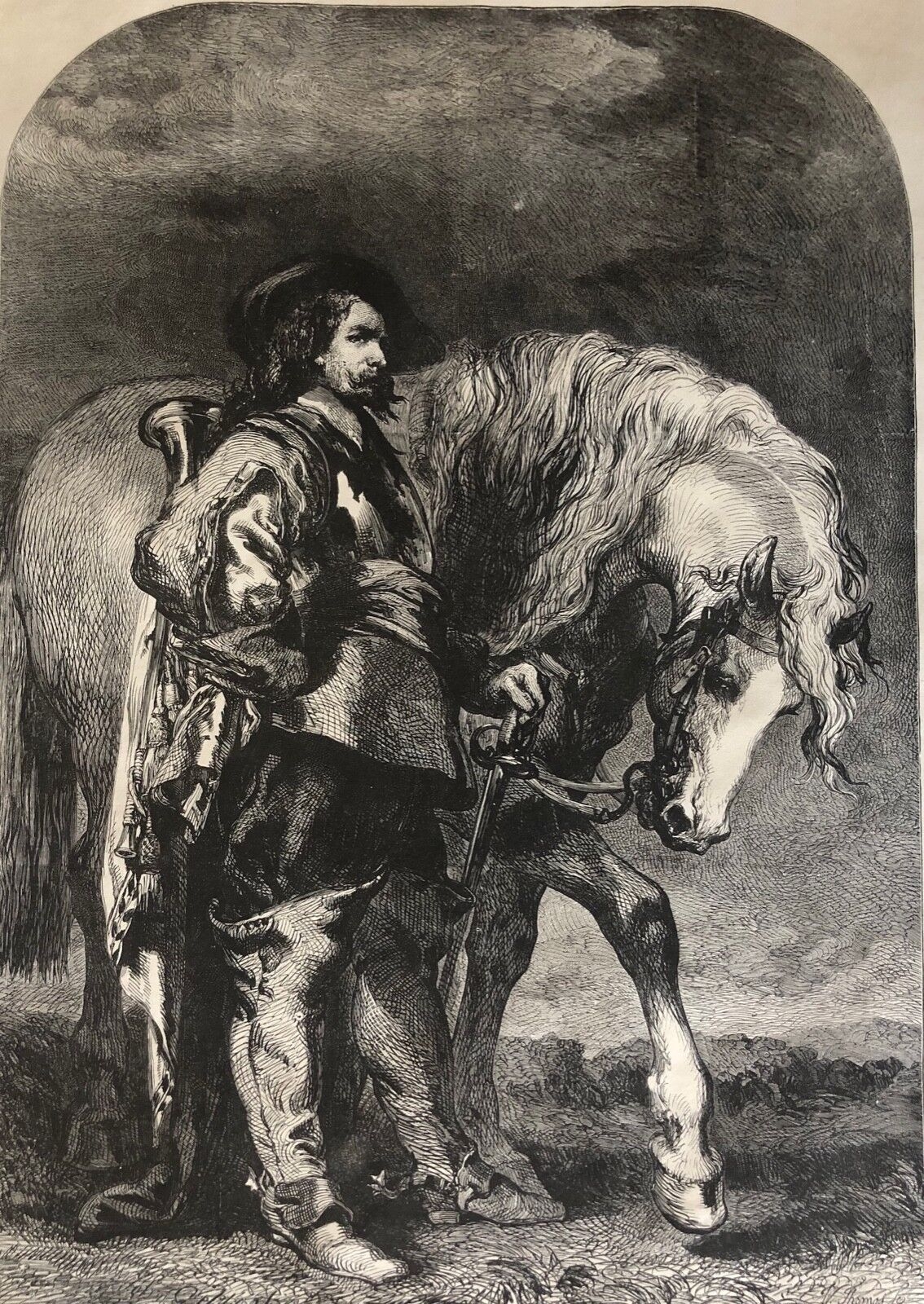 le_trompette_xylographie_xixe_par_john_gilbert_1817-1897_vers_1875_cheval