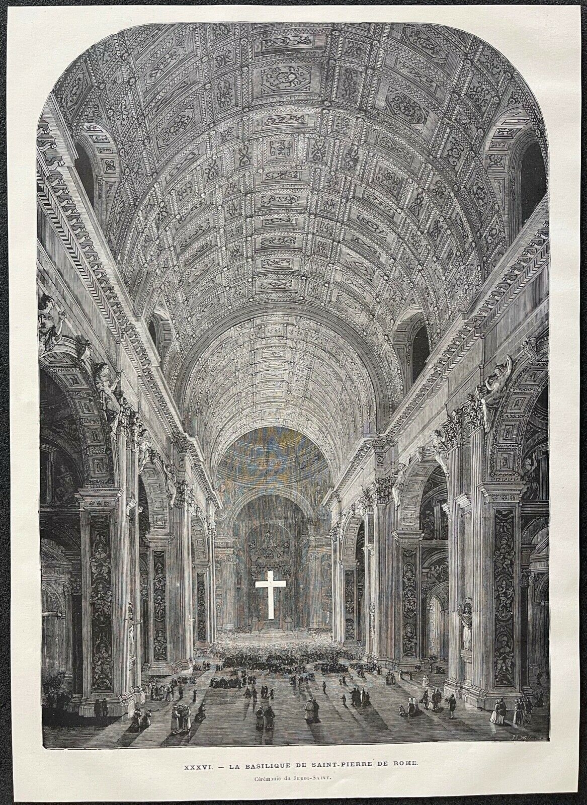 basilique_saint-pierre_de_rome_xylogravure_originale_1883_france_vatican_italie