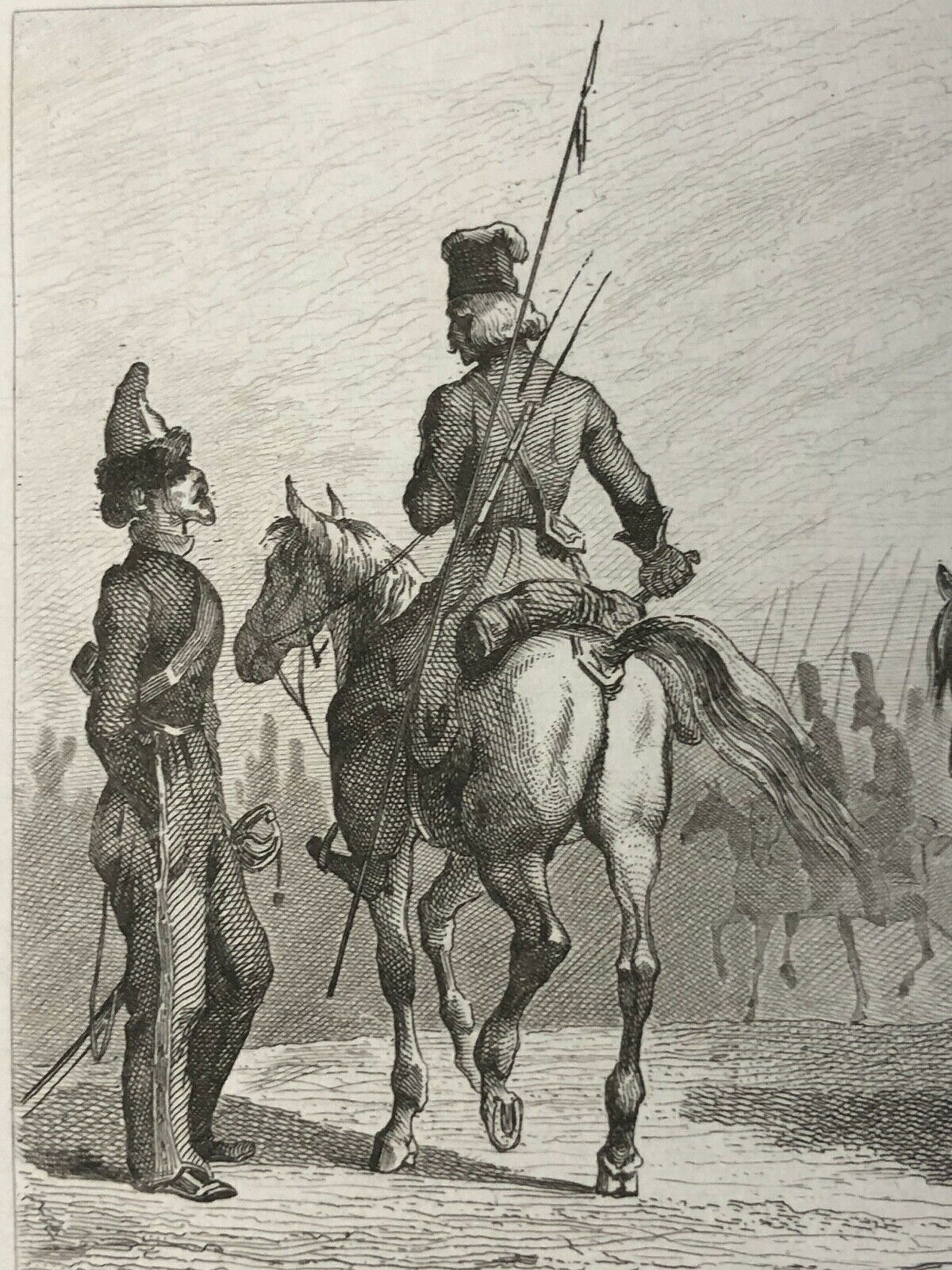 russie_cosaques_gravure1838_pantalon_toque_cosaque_uniforme_cavalerie_chevaux