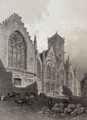 grande_estampe_eglise_de_ploermel_bretagne_morbihan_1865_france_church