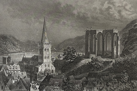 bacharach_on_the_rhine_large_antique_steel_engraving,_germany_ci1880_allemagne