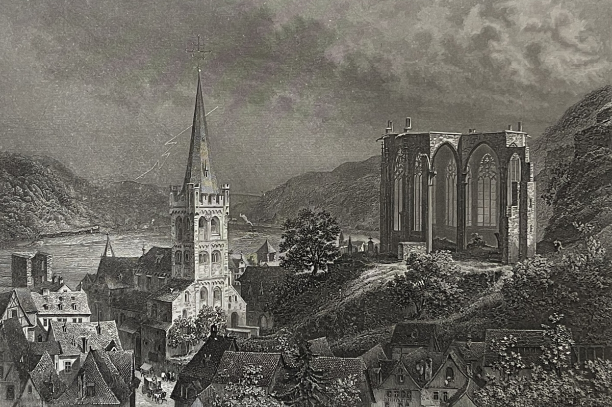 bacharach_on_the_rhine_large_antique_steel_engraving,_germany_ci1880_allemagne